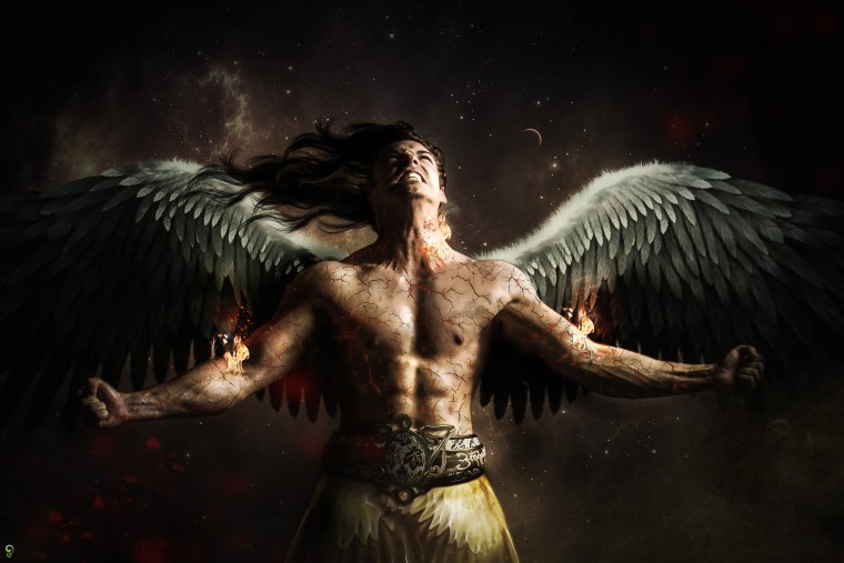 Аниме Поу ангел полутдемон парень