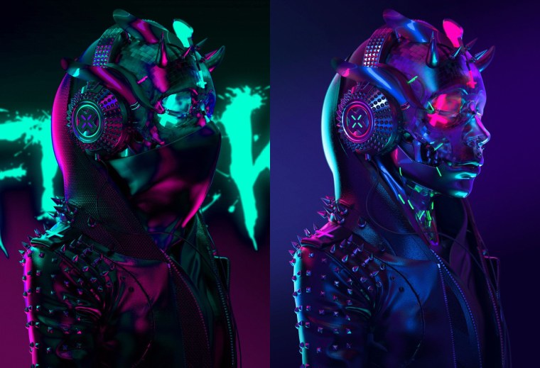 Cyberpunk 2077 неон противогаз