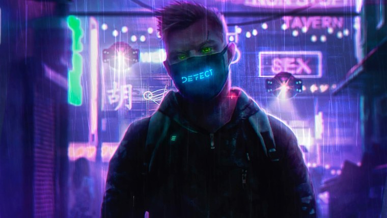 Маска неоновая киберпанка