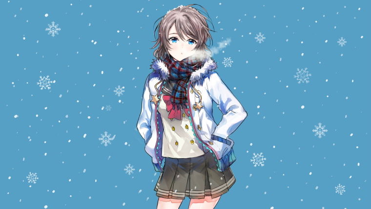 Аниме девушка зима