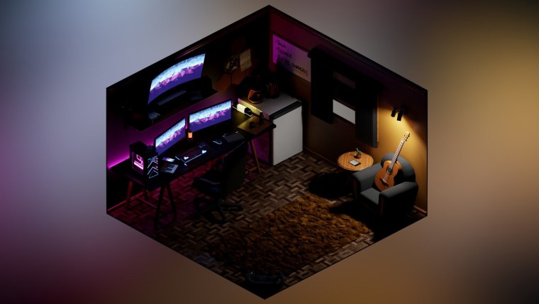 Рабочий стол со столом и полками