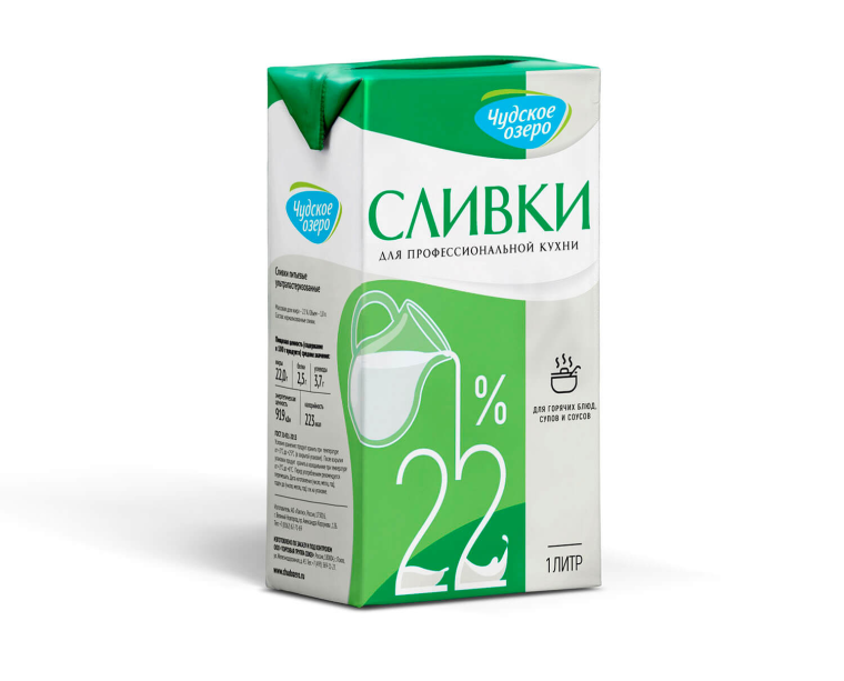 Сливки Чудское озеро 22% 1 л