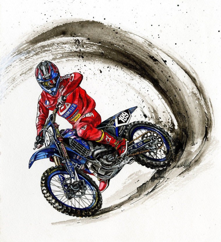 Мотоцикл акварель