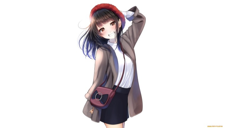 Аниме девушка на белом фоне