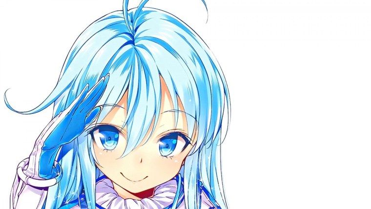 Аниме девушка с голубыми волосами