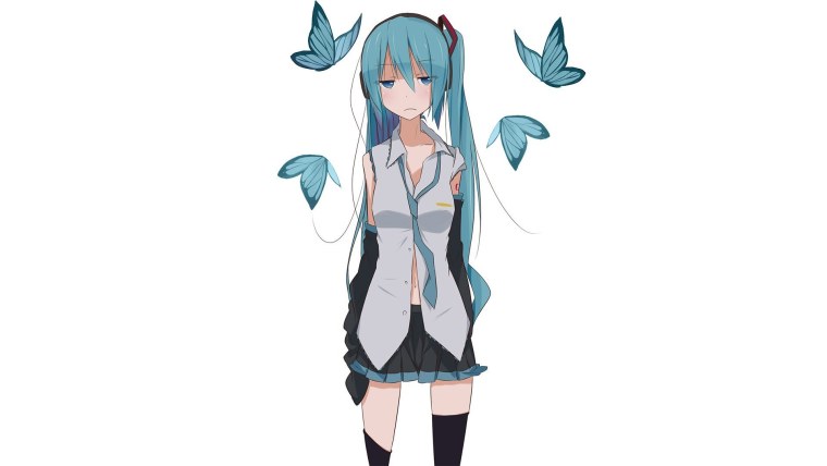 Аниме девушка на белом фоне