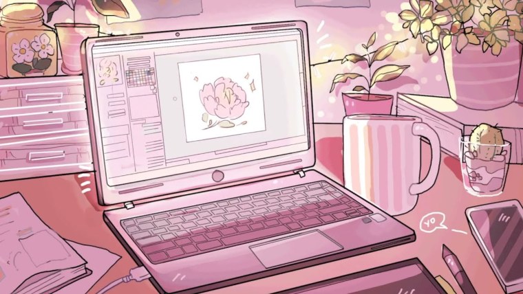 Девушка в наушниках арт