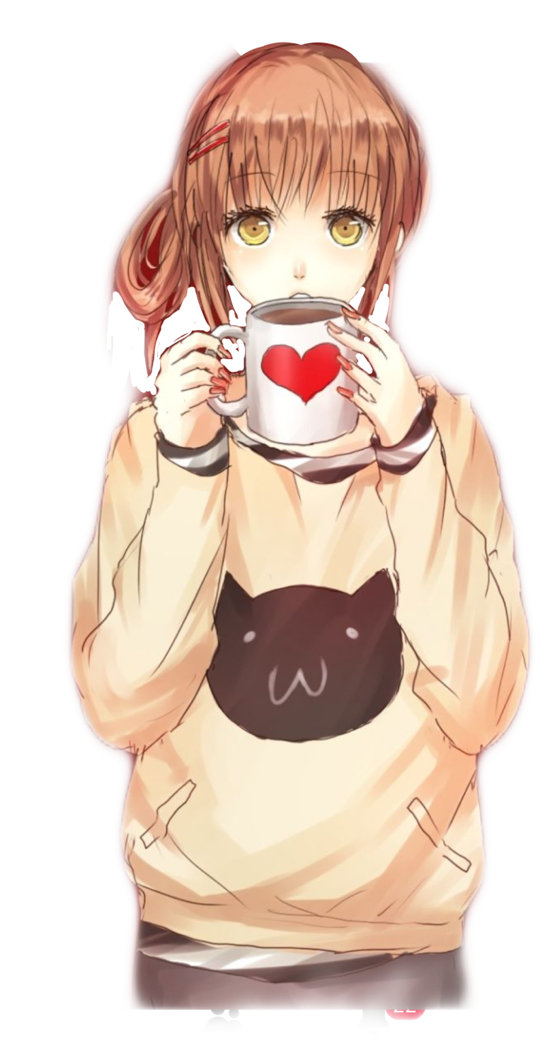 Аниме тянка с кофе