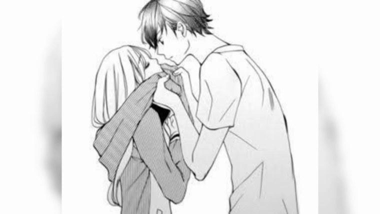 Аниме поцелуй черно белое