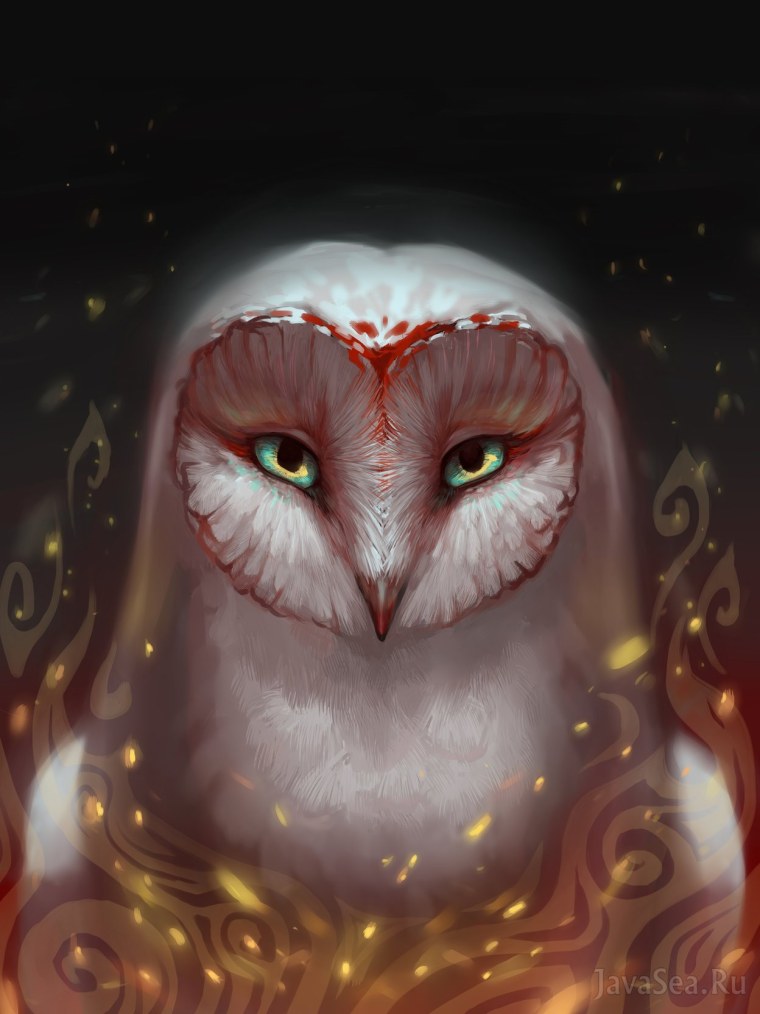 Филин на ветке фэнтези