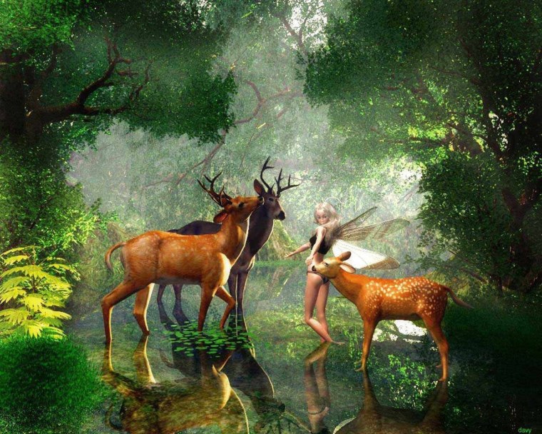 Олень в сказочном лесу