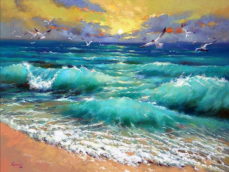 Алмазная мозаика алмазное хобби "морские волны" 40х65