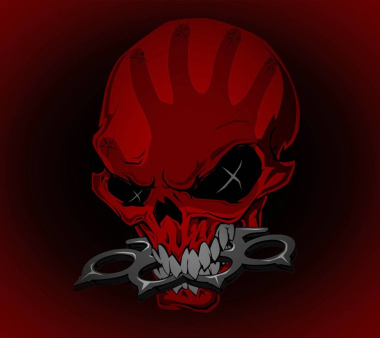 Злой череп на Красном фоне