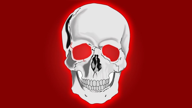 Красные черепки на чёрном фоне