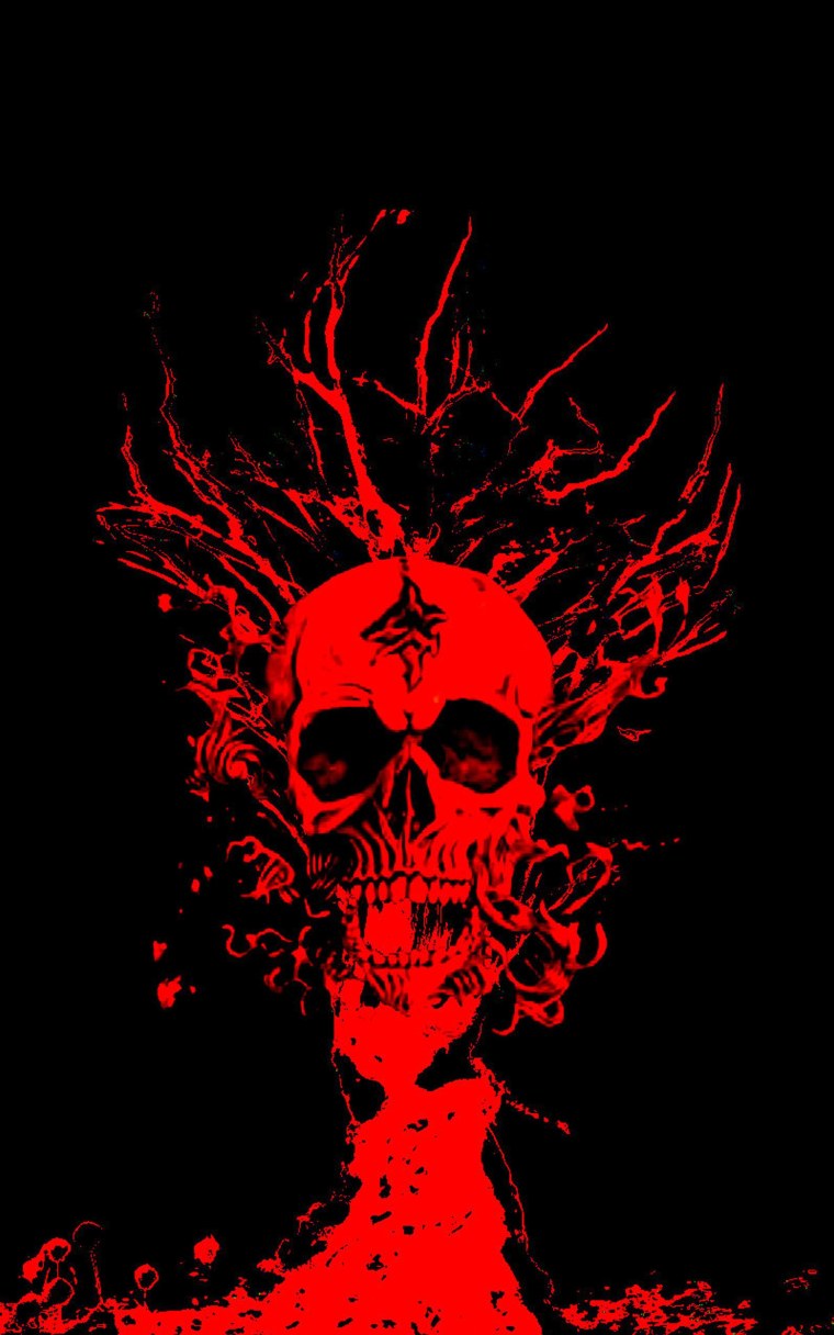 Кровавый череп на черном фоне