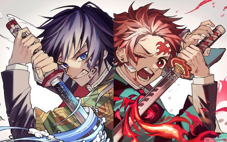 Demon Slayer аниме Томиока и Танджиро