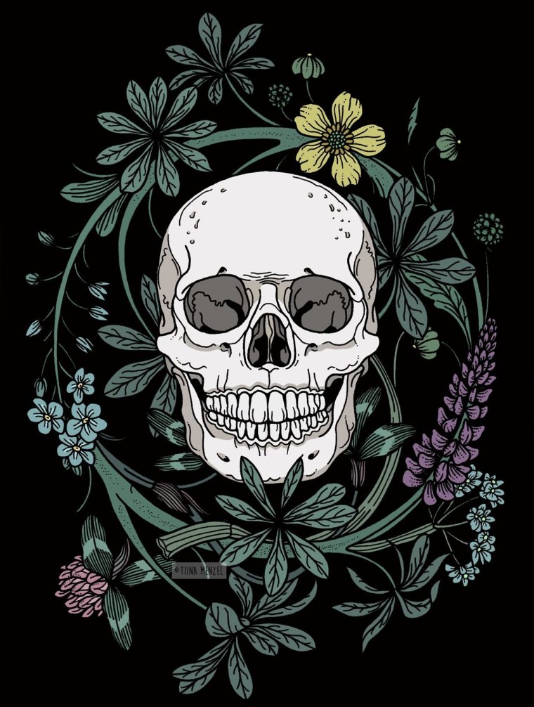 Череп с цветами