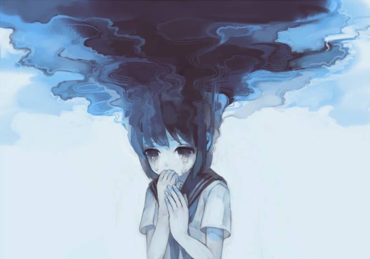 Аниме девушка в наушниках карандашом