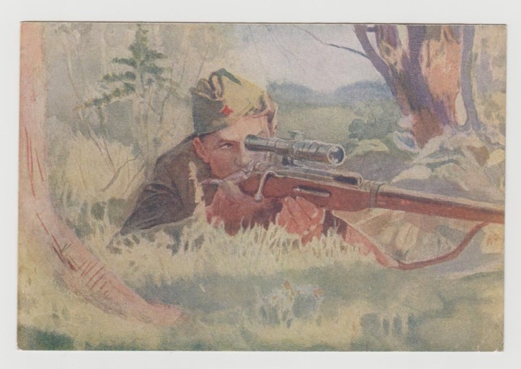 Рисунок снайпера Великой Отечественной войны