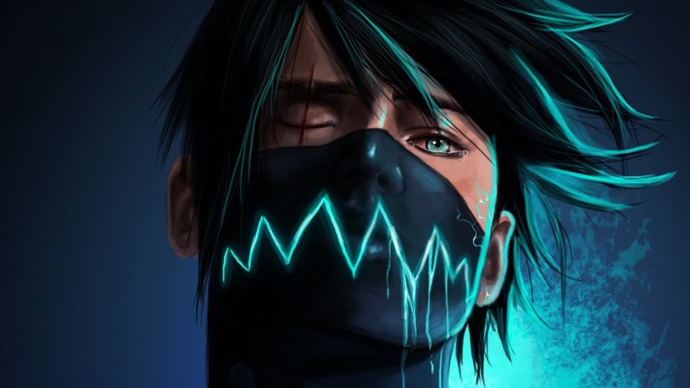 Аниме парень в маске и капюшоне