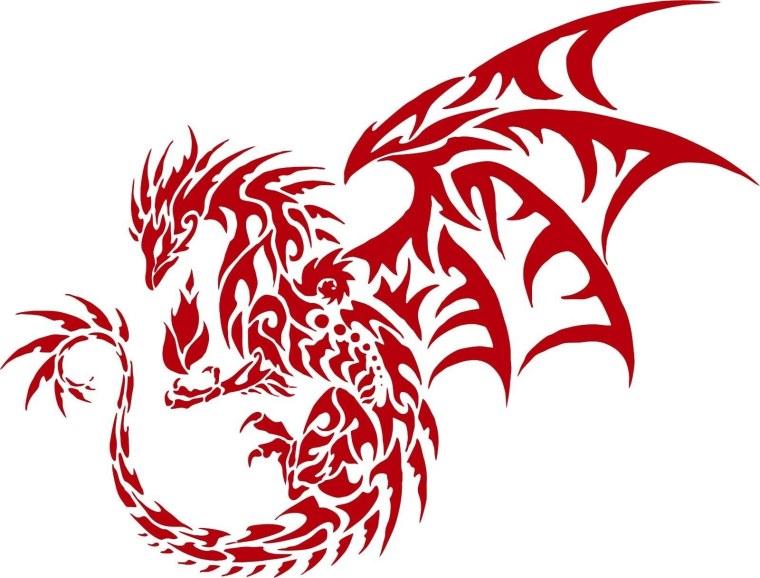 Дракон цветными карандашами