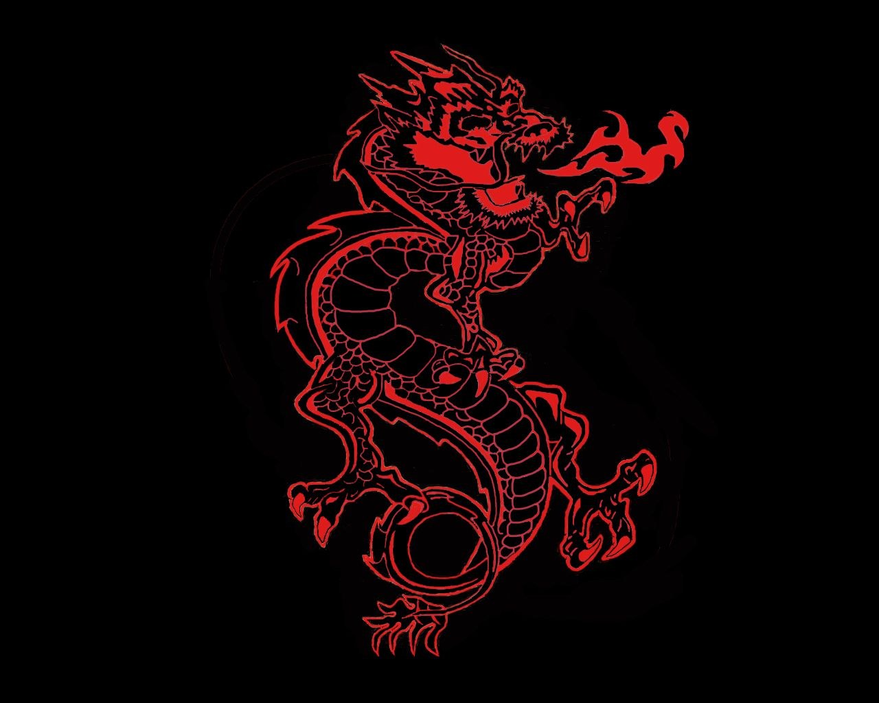 Black dragon red chain