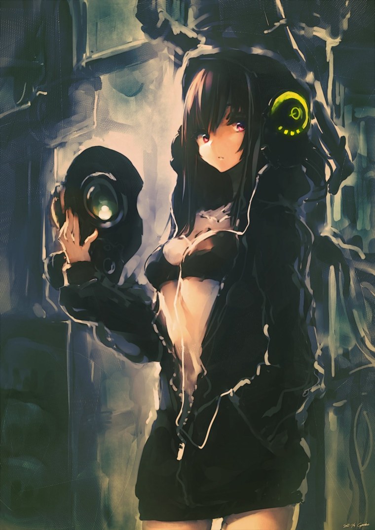 Девушка в противогазе