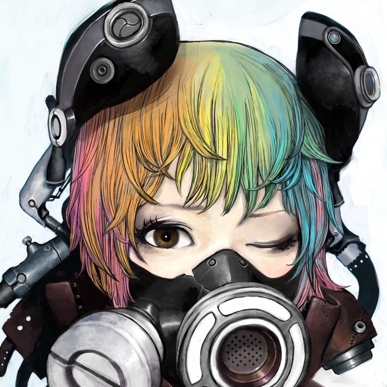 Аниме девушка в респираторе