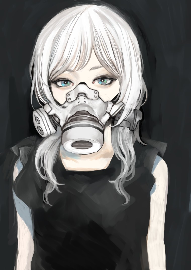 Аниме девушка в респираторе