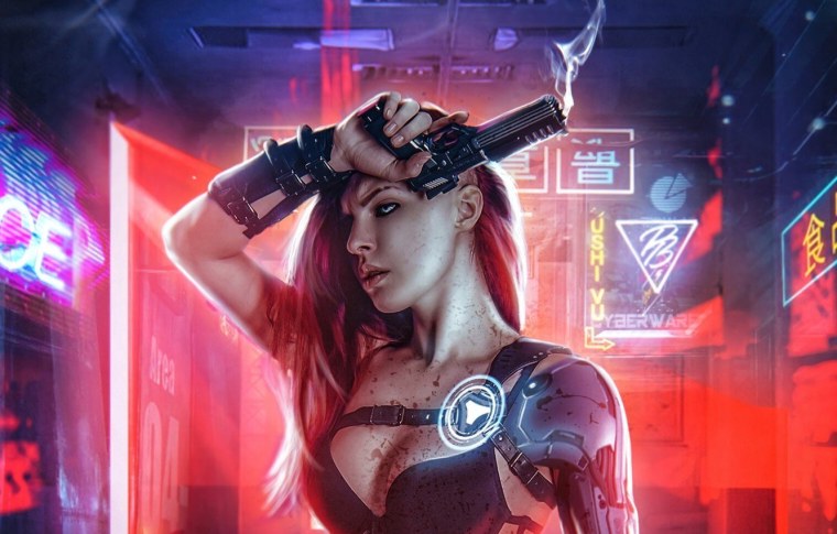 Cyberpunk 2077 город неон