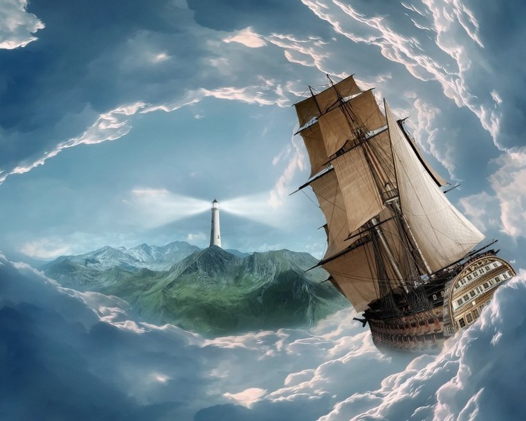 Море корабль вдалеке