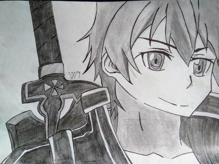 Аниме САО Кирито рисунок
