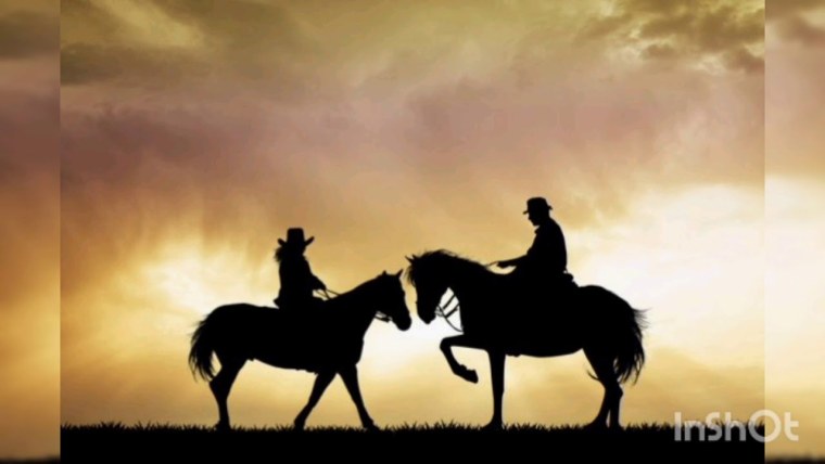 Обои два человека на лошади