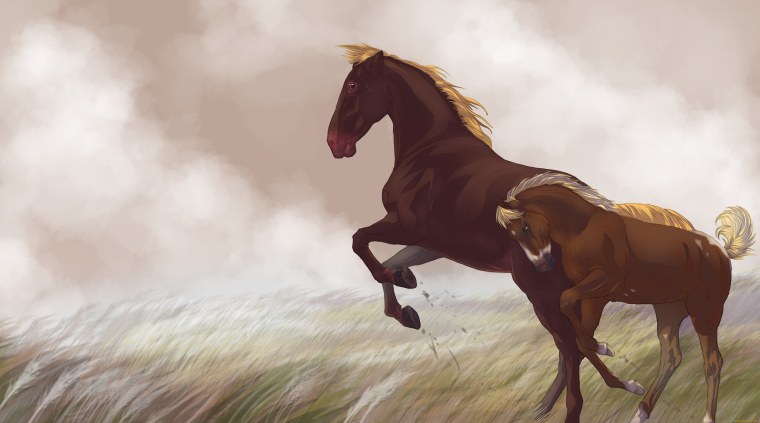 Аниме фон лошади
