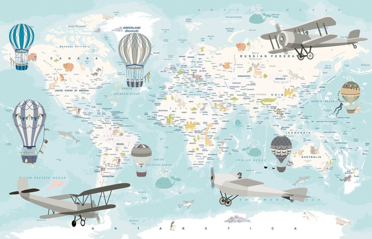 Фотообои карта мира для детей