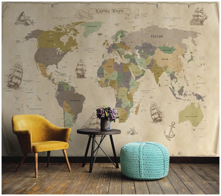 Винтажная карта полушарий