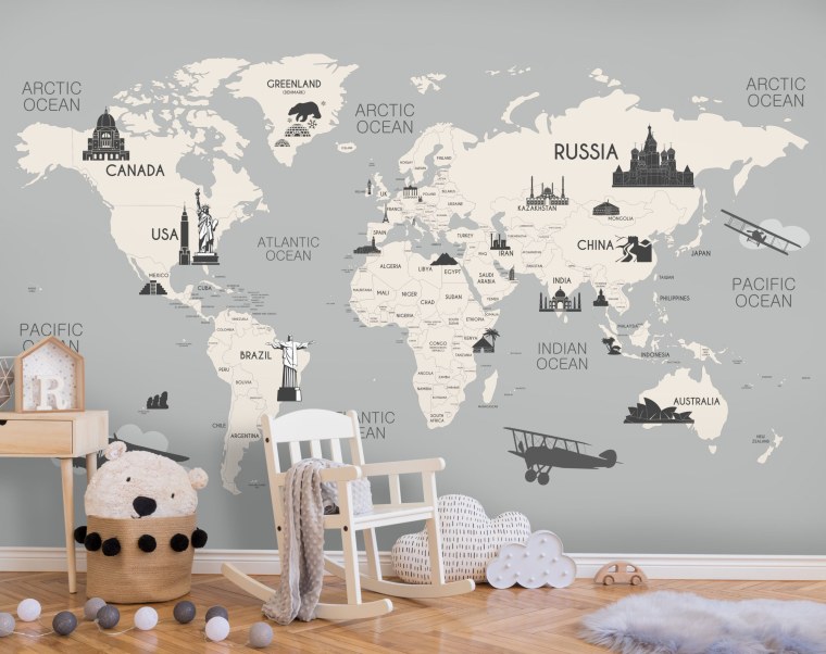 Обои карта мира в детскую комнату