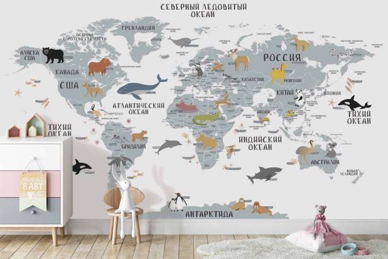 Детские обои карта