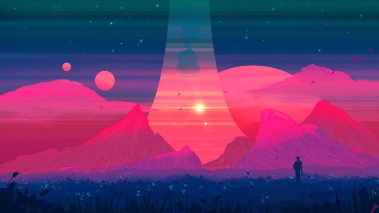 Ретровейв пейзаж