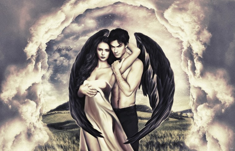 Аниме ангел черно белый