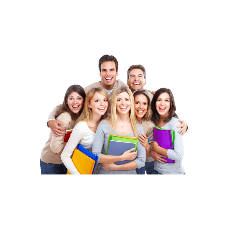 Старшеклассники на белом фоне