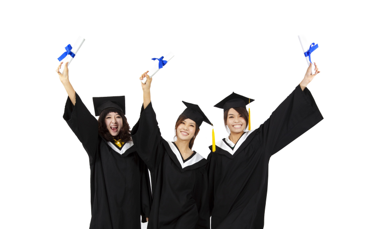 Старшеклассники на белом фоне