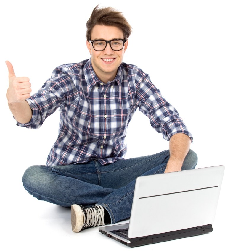 Студент с ноутбуком