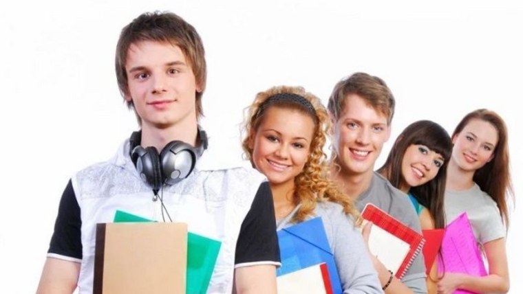 Девушка студентка на белом фоне