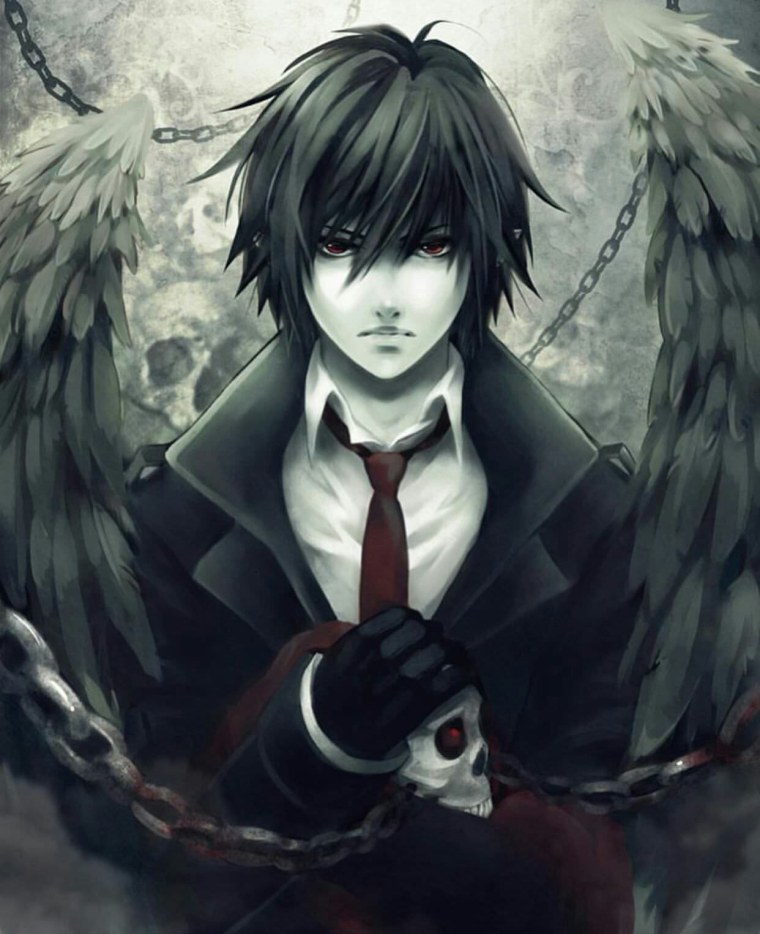 Мрачный черноволосый парень арт