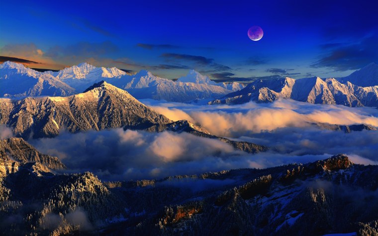 Горы озеро ночь