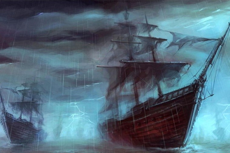 Летучий голландец пираты Карибского моря в тумане