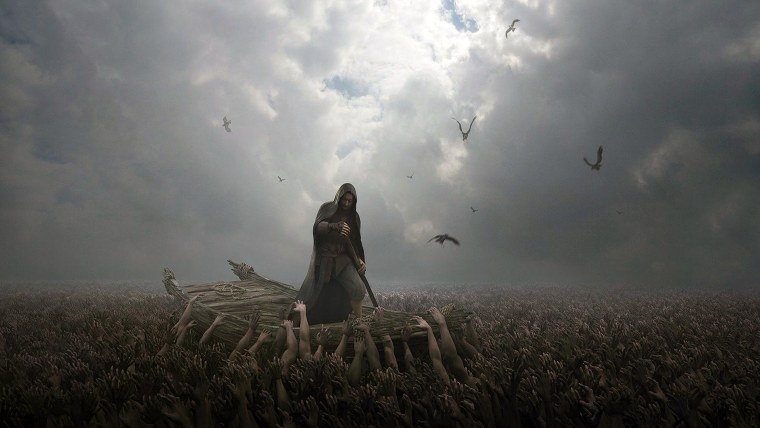 Дуб в тумане арт