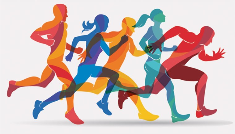 Бегуны на белом фоне