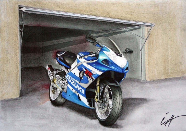 Мотоцикл акварель